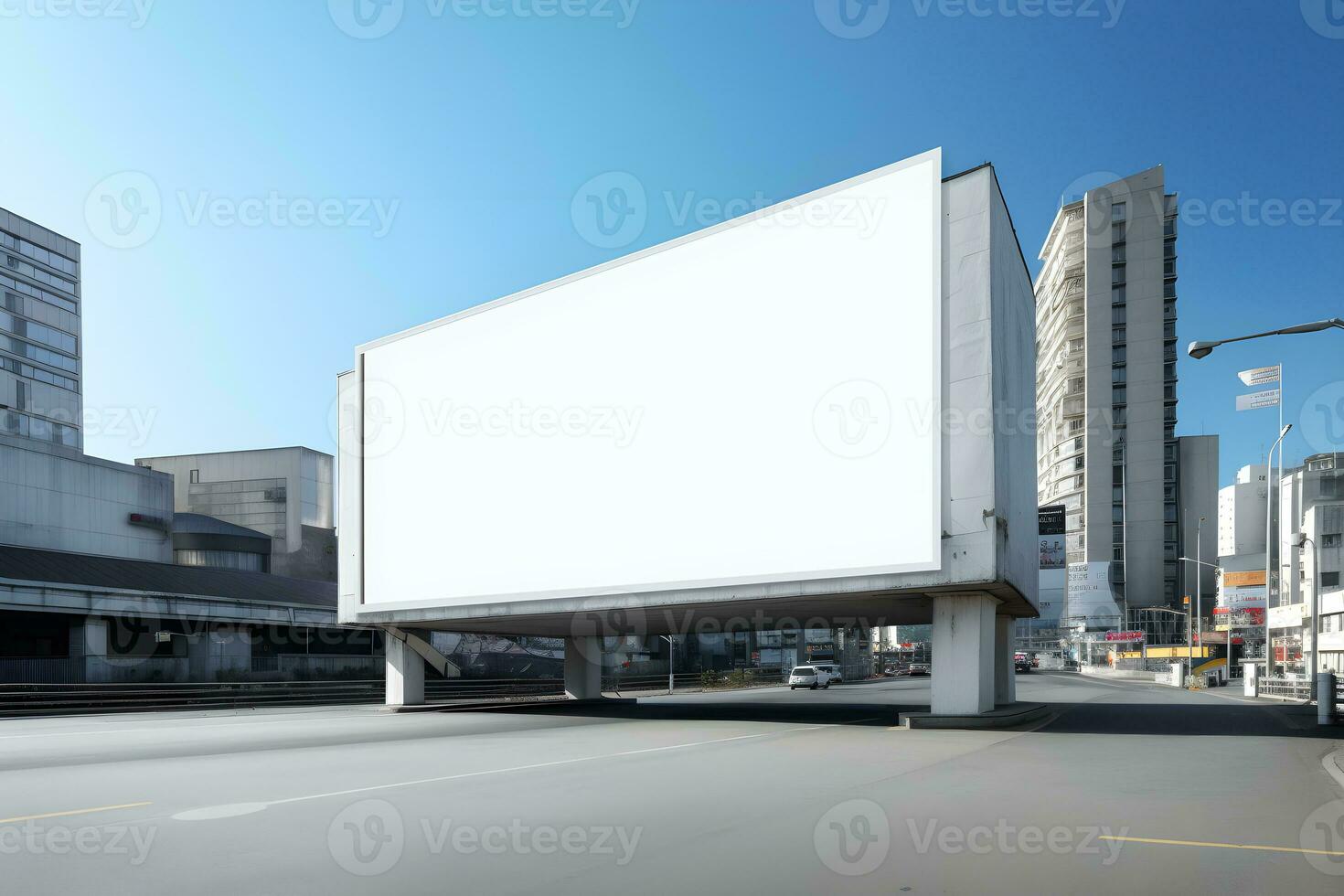 Futuristic City Billboard Create a Blank Canvas for Your Next Advertising Campaign photo