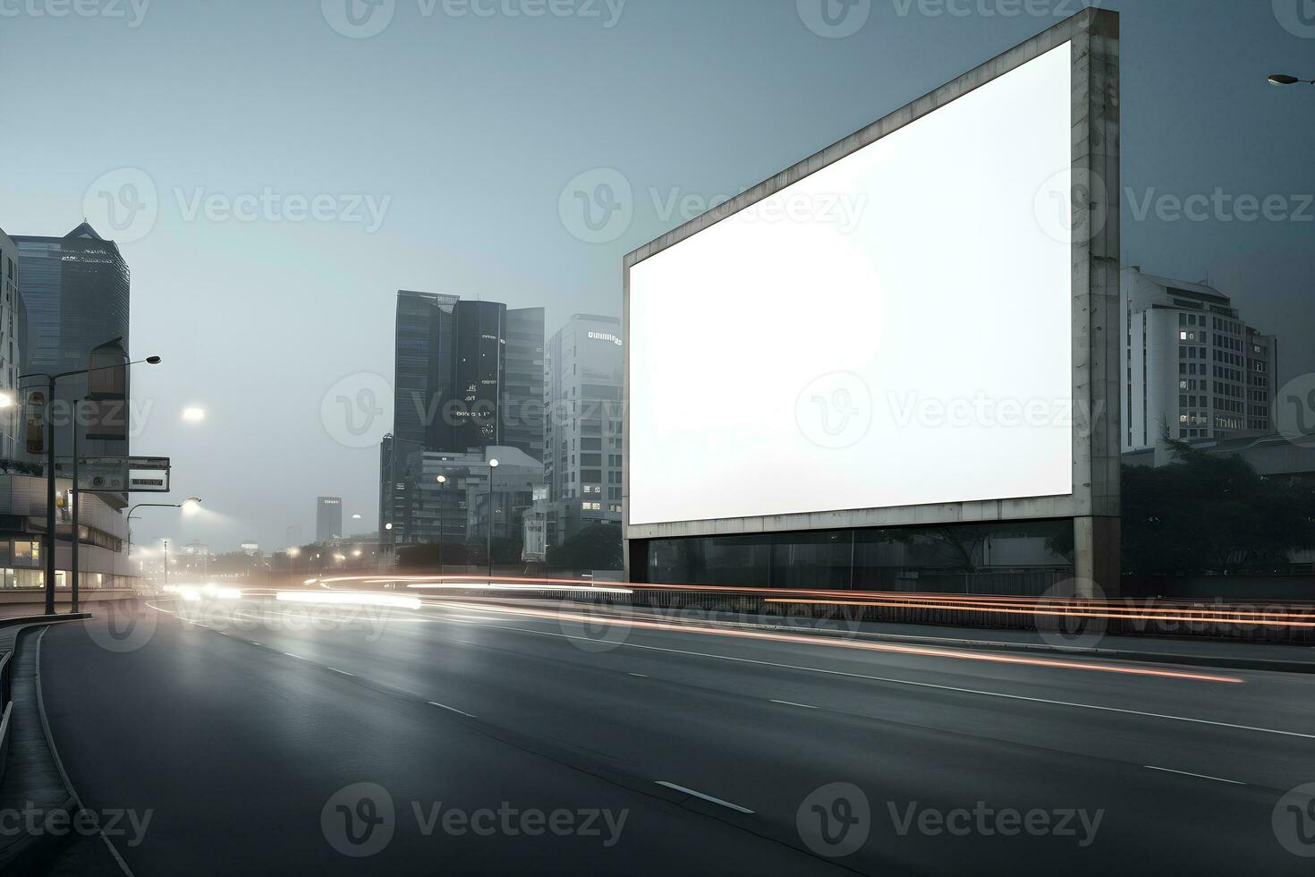 Futuristic City Billboard Create a Blank Canvas for Your Next Advertising Campaign photo