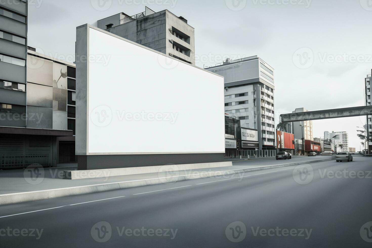 Futuristic City Billboard Create a Blank Canvas for Your Next Advertising Campaign photo