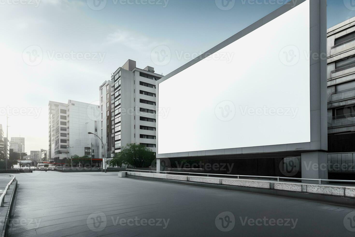 Futuristic City Billboard Create a Blank Canvas for Your Next Advertising Campaign photo