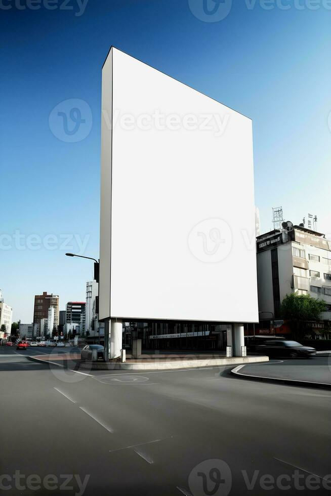 Futuristic City Billboard Create a Blank Canvas for Your Next Advertising Campaign photo