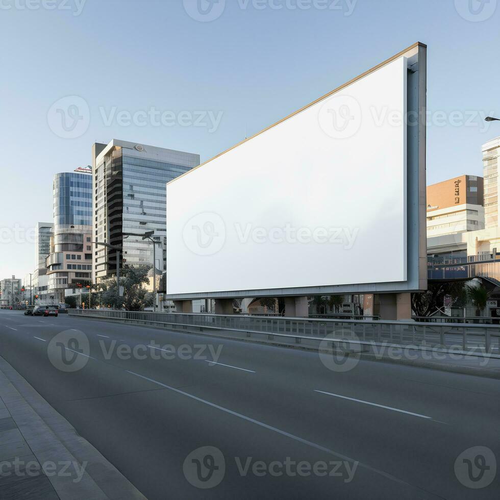 Futuristic City Billboard Create a Blank Canvas for Your Next Advertising Campaign photo