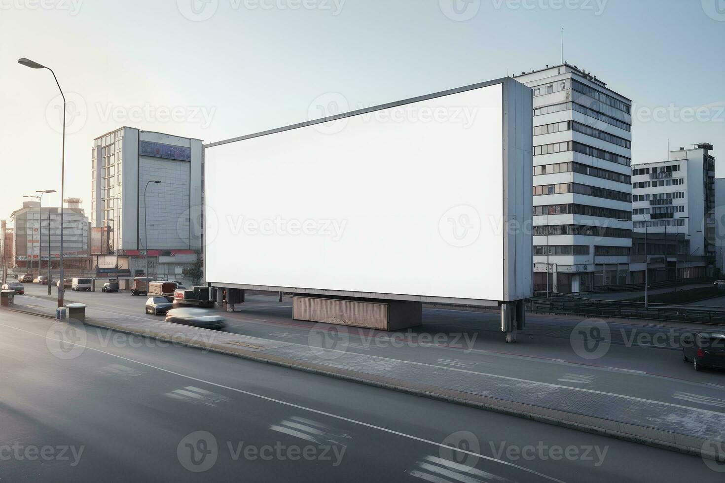 Futuristic City Billboard Create a Blank Canvas for Your Next Advertising Campaign photo