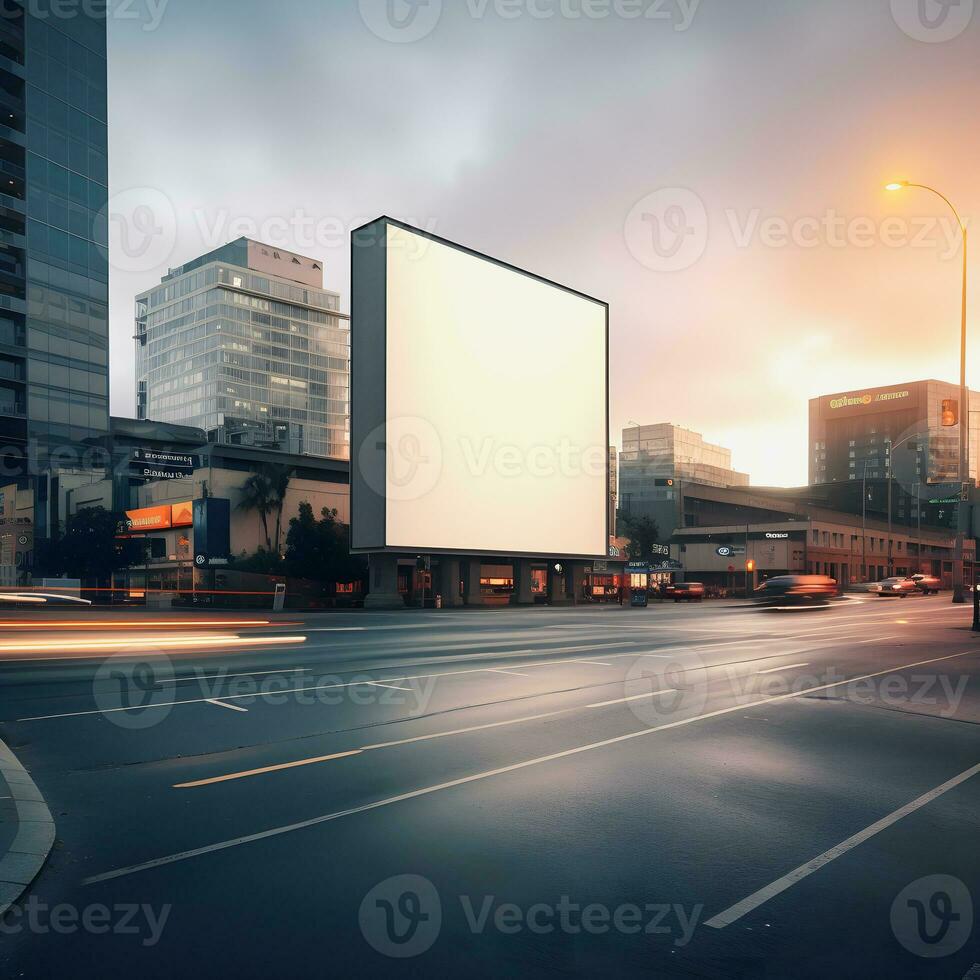 Futuristic City Billboard Create a Blank Canvas for Your Next Advertising Campaign photo