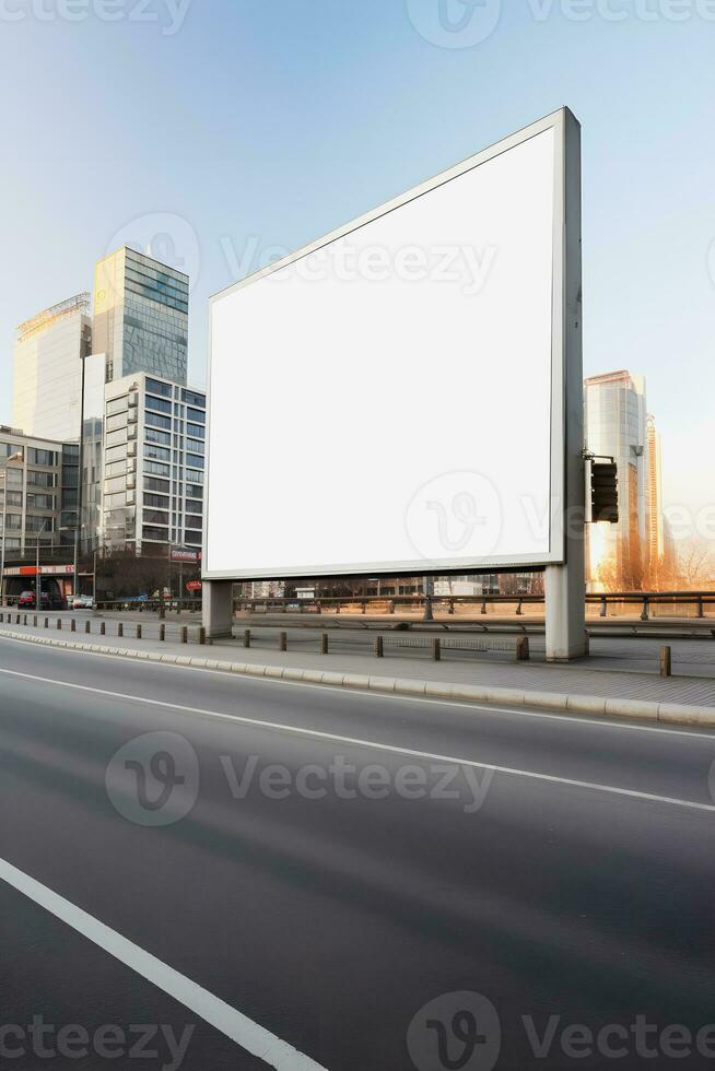 Futuristic City Billboard Create a Blank Canvas for Your Next Advertising Campaign photo