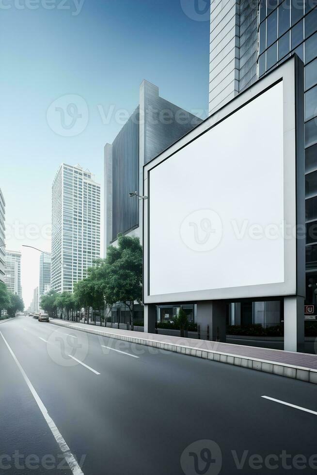 Futuristic City Billboard Create a Blank Canvas for Your Next Advertising Campaign photo