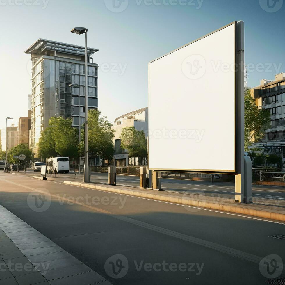 Futuristic City Billboard Create a Blank Canvas for Your Next Advertising Campaign photo
