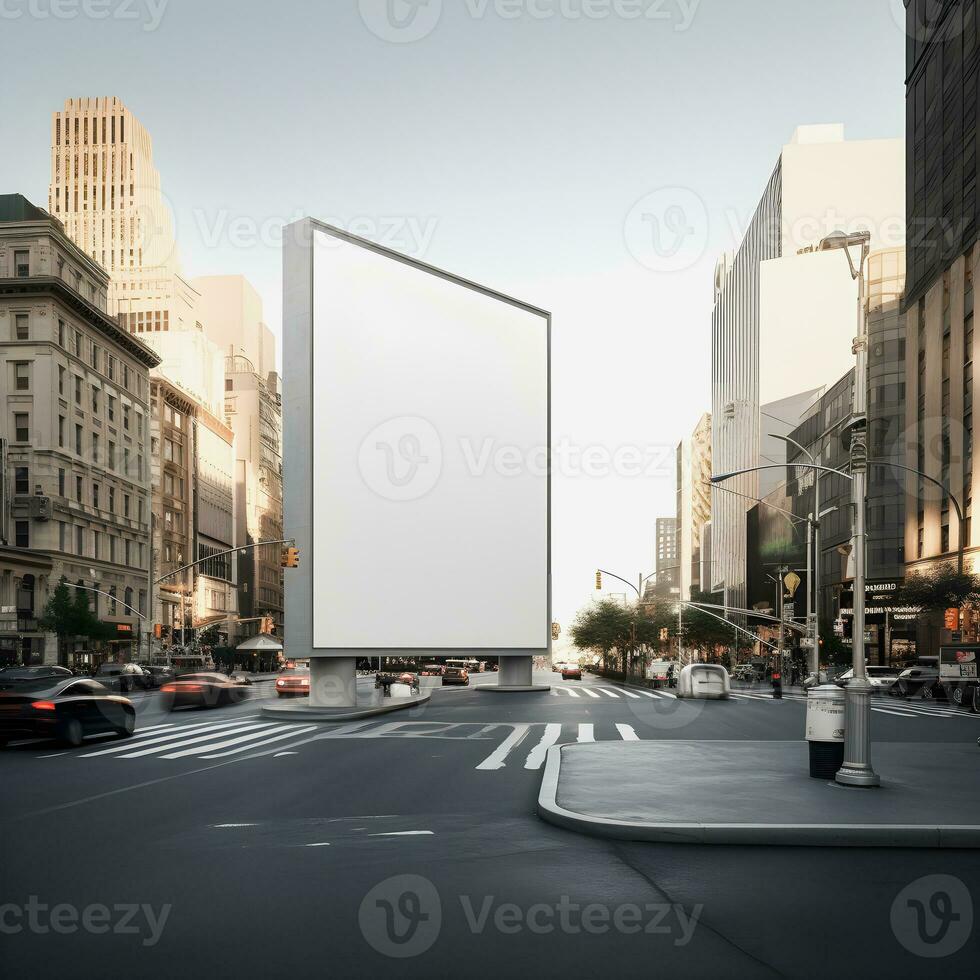 futurista ciudad cartelera crear un blanco lona para tu siguiente publicidad Campaña foto