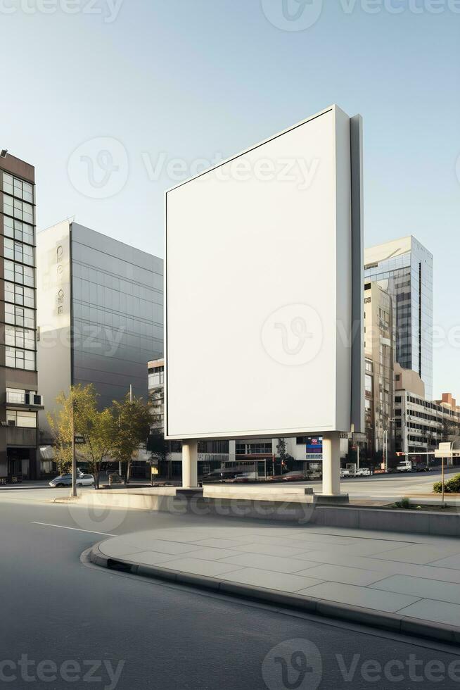 Futuristic City Billboard Create a Blank Canvas for Your Next Advertising Campaign photo