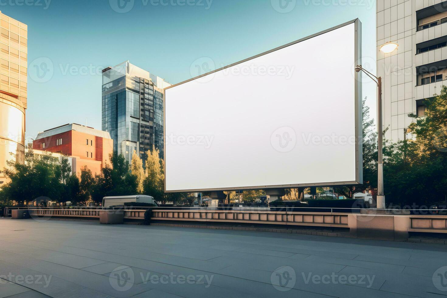 Futuristic City Billboard Create a Blank Canvas for Your Next Advertising Campaign photo