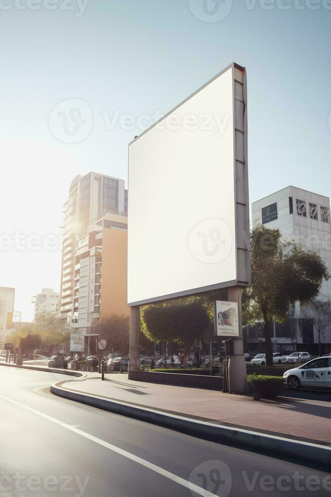 Futuristic City Billboard Create a Blank Canvas for Your Next Advertising Campaign photo