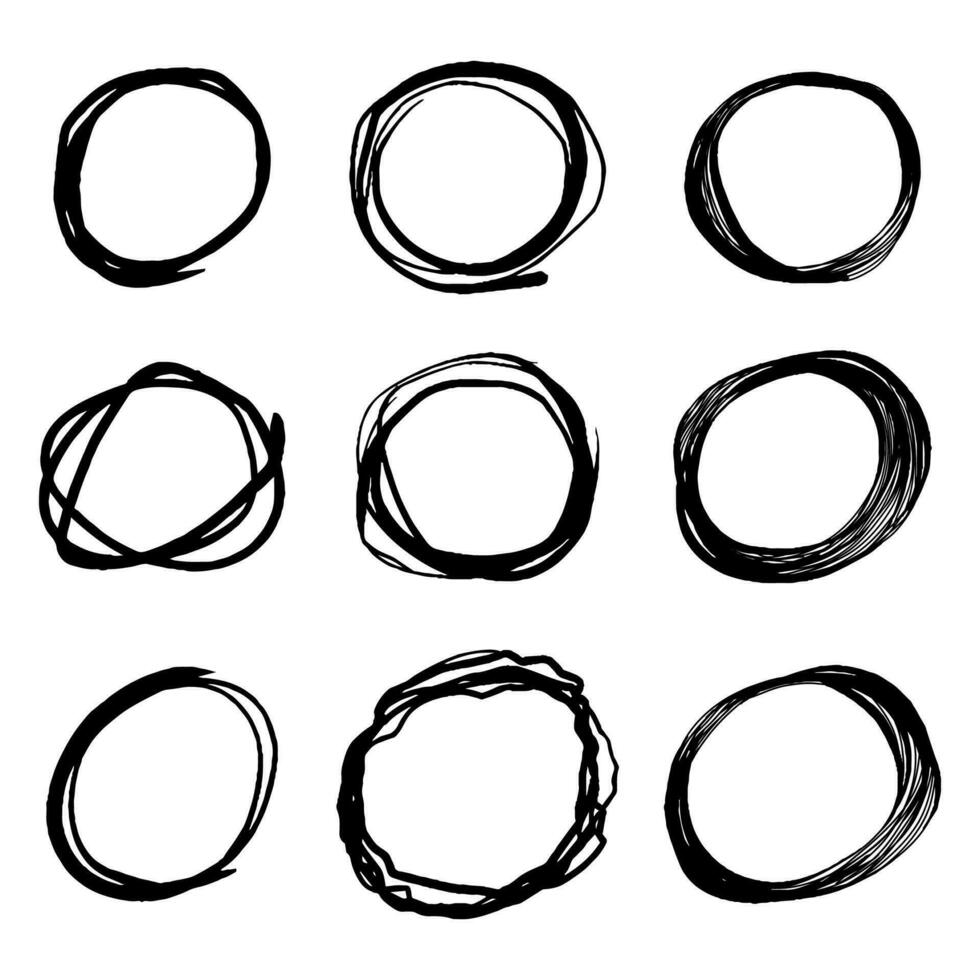Hand drawn scribble line circles. Doodle circular for message note mark design element. vector illustration