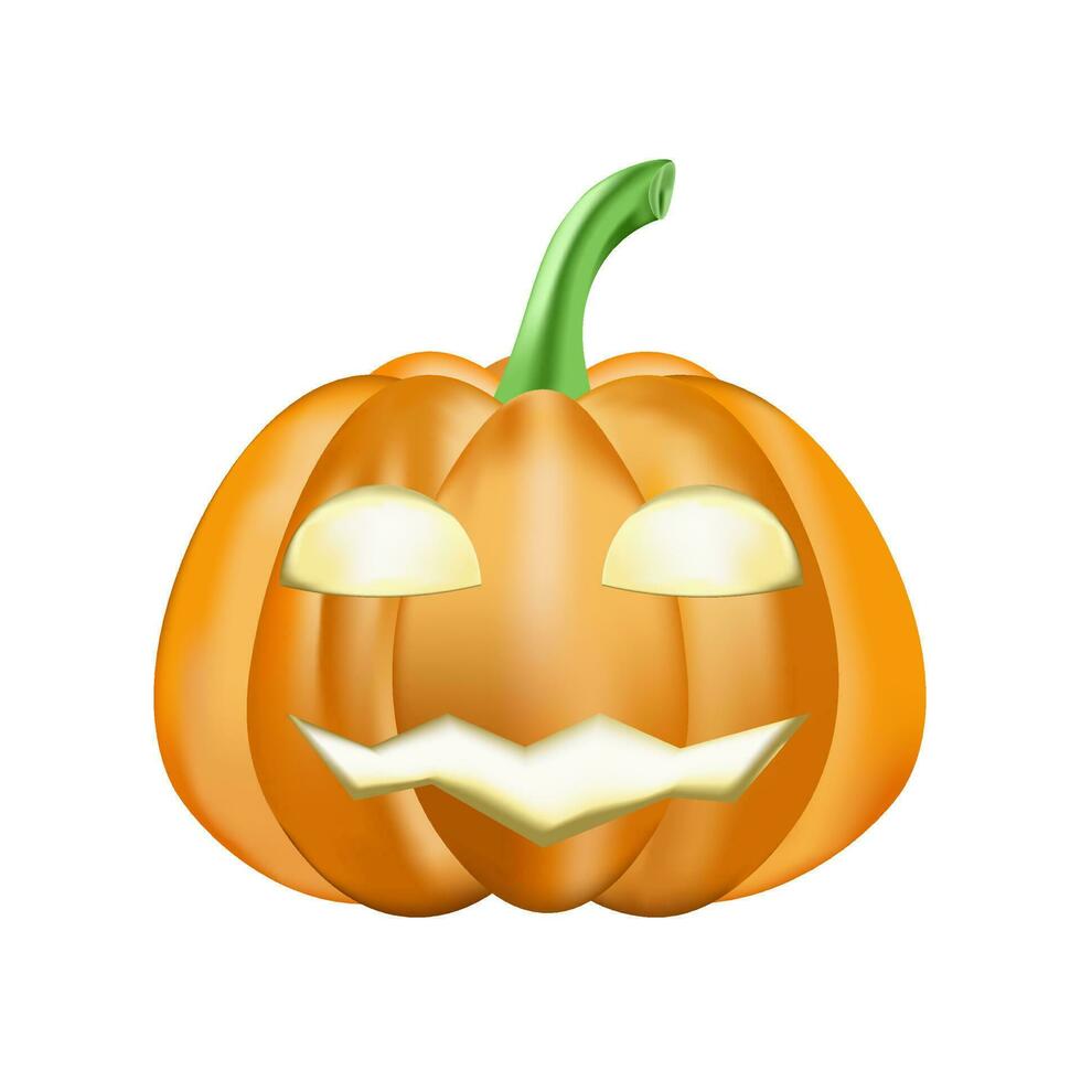 3D Halloween Pumpkin Lantern with Crafted Eyes and Mouth Glowing Illustrator Cartoon vector