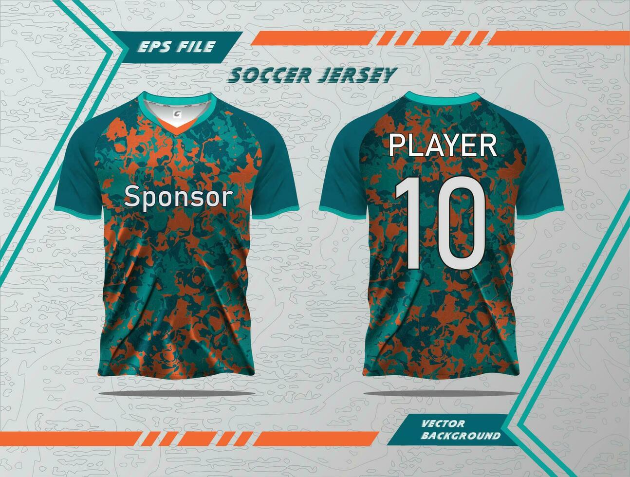 Modern Soccer jersey football sport t shirt design suitable for racing, soccer, gaming and e sports Pro Vector and double-sided mockup
