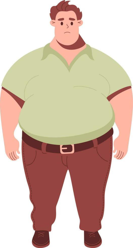 Sad fat cute man vector