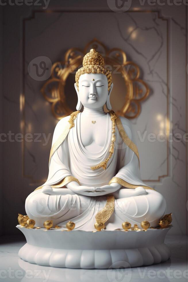 Buddha statue with lotus AI Generate photo