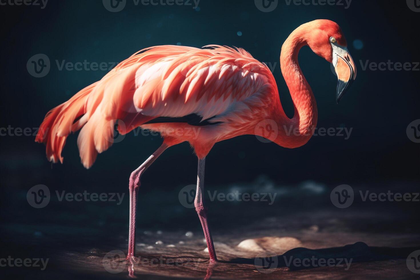Flaminggo on the river with light exposure photo