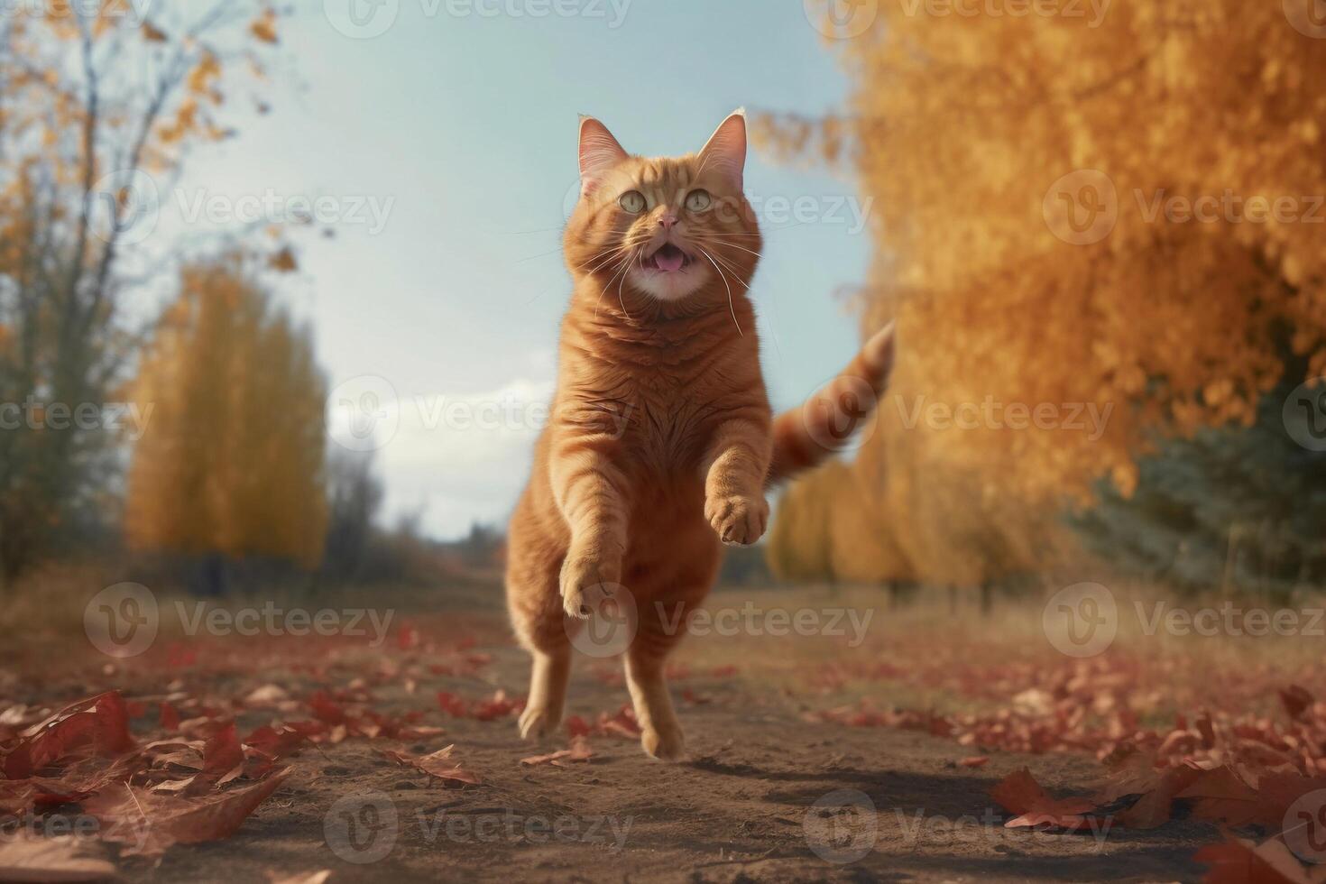 Cat on the ground AI Generate photo