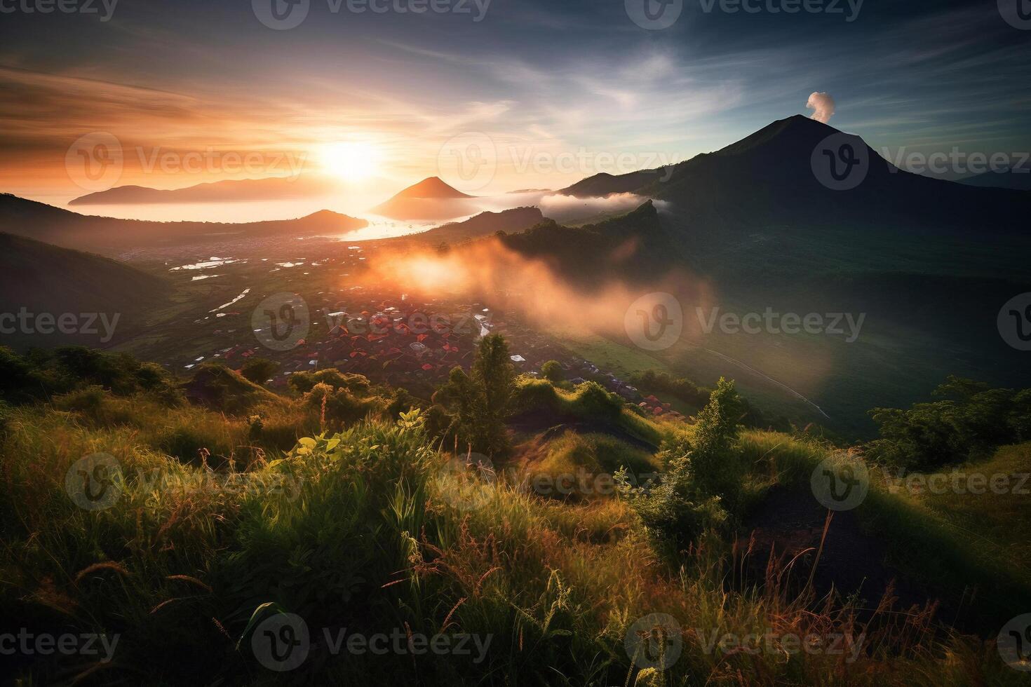 sunrise over the mountain AI Generate photo