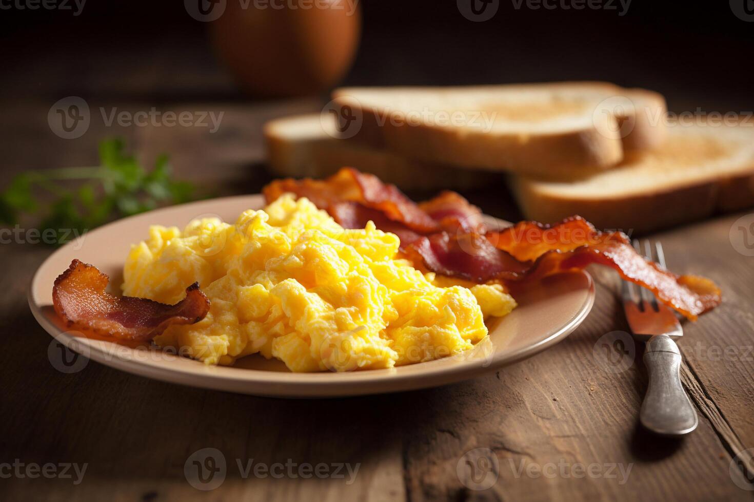 Scramble egg on the table AI Generate photo