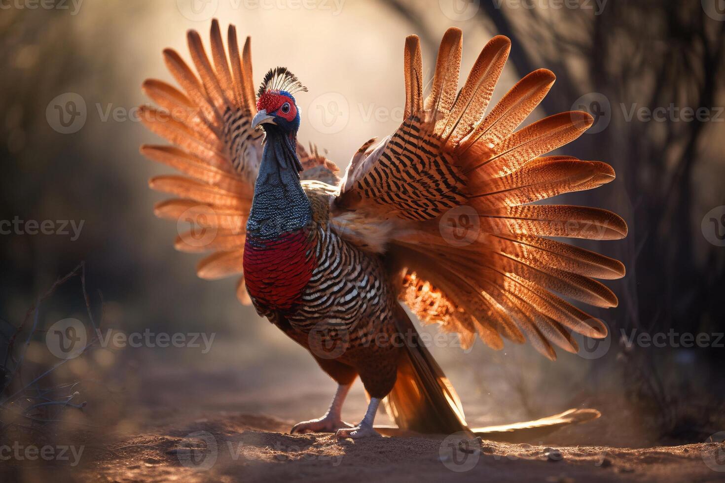 Pheasant on the forest AI Generate photo