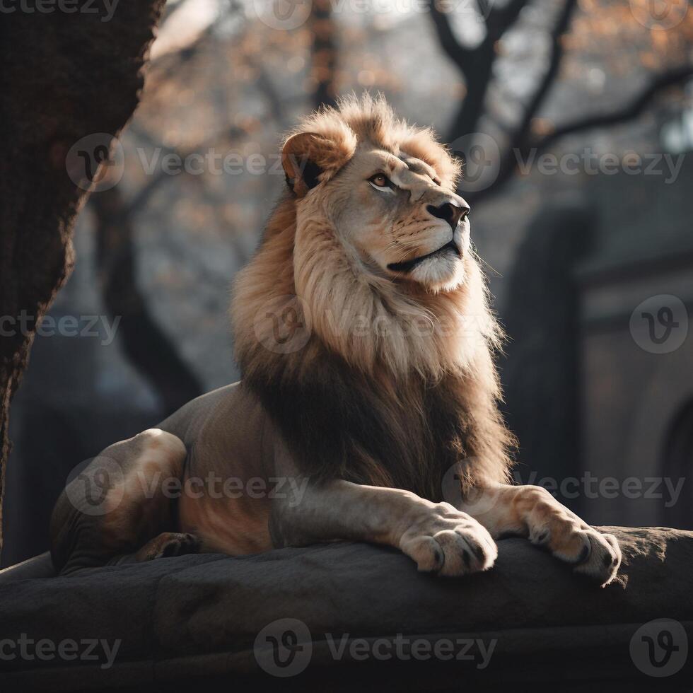 Portrait lion on the forest photo