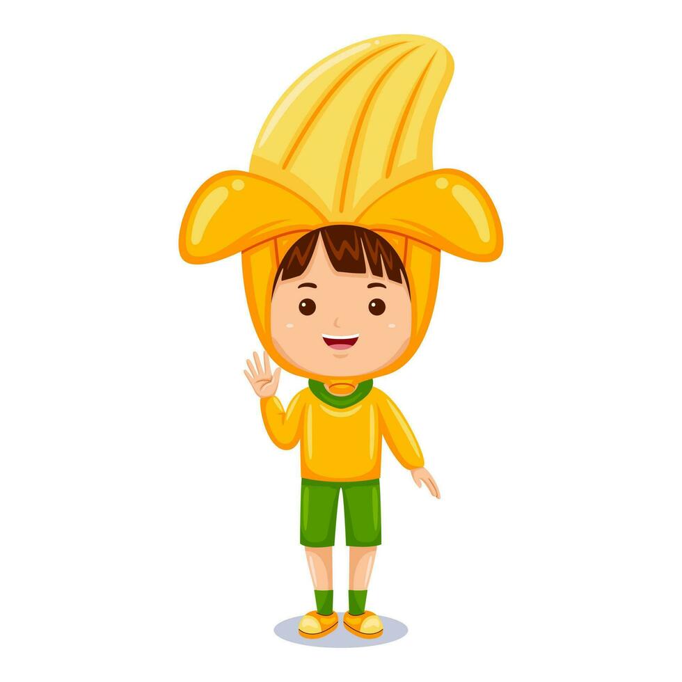 boy kids banana character costume vector