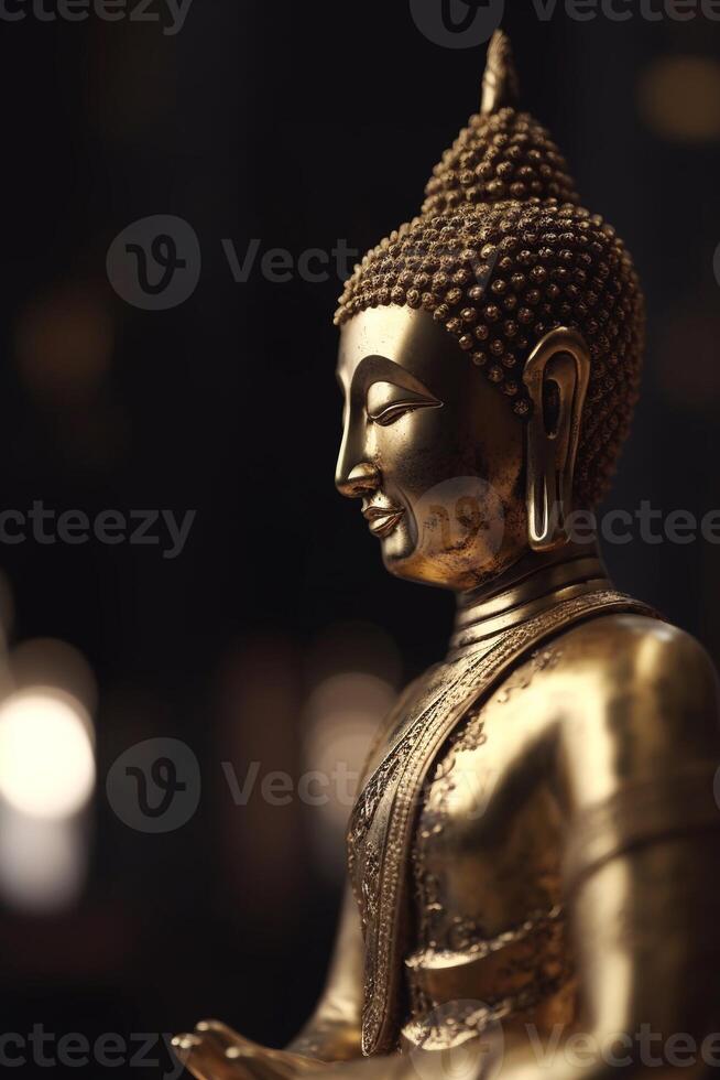 Buddha statue with lotus AI Generate photo