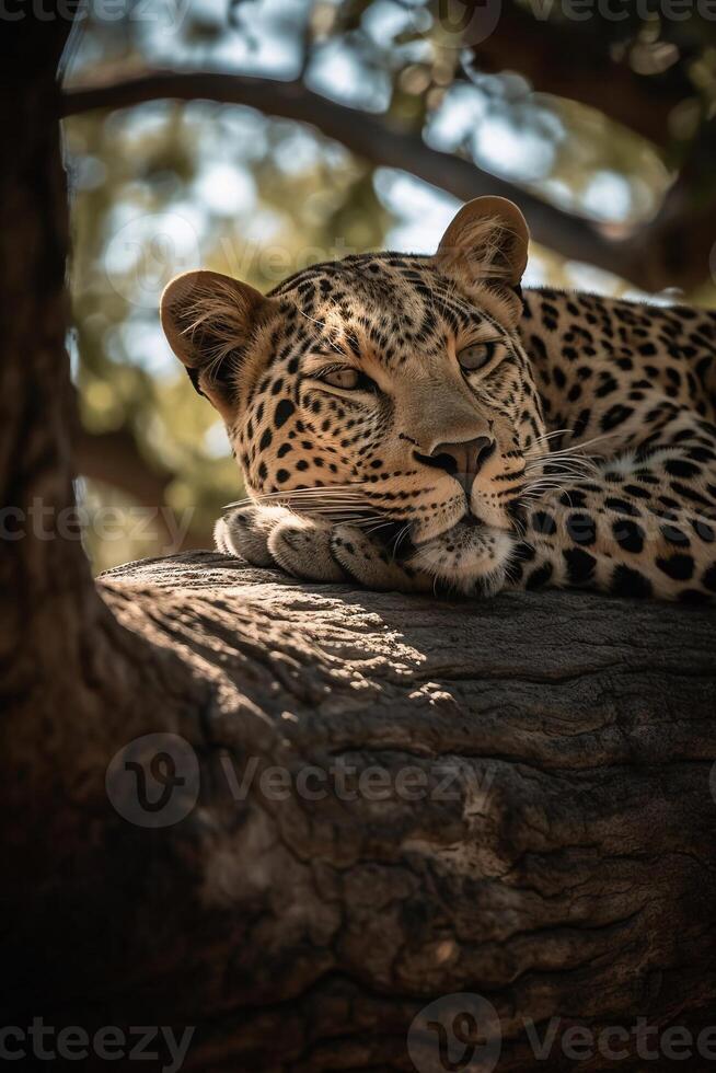 Leopard on the forest AI Generate photo