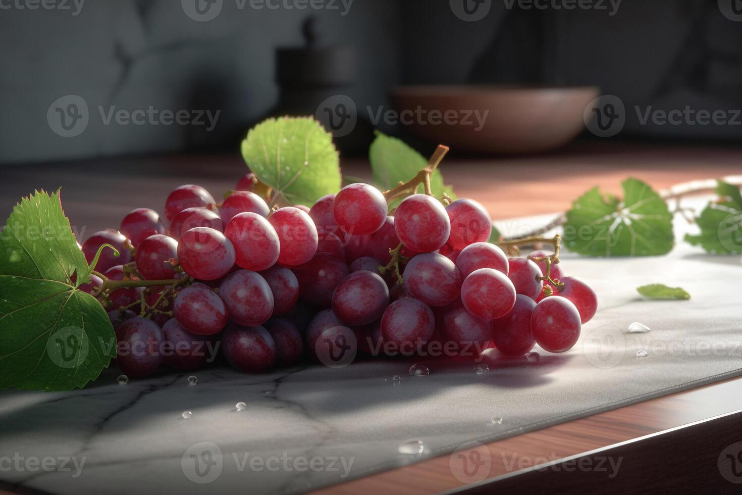 Fresh grape with leaf AI Generate photo
