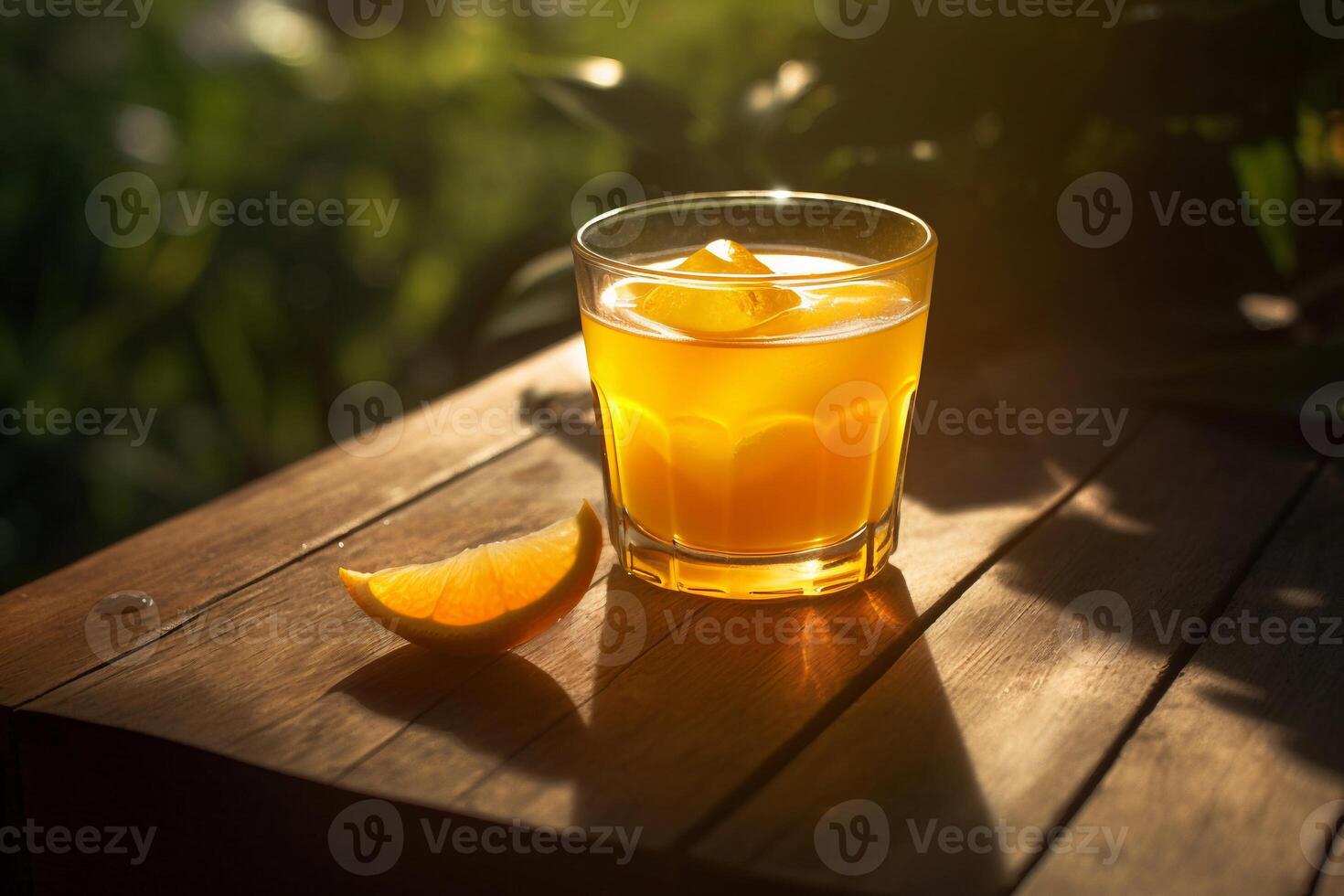A glass of juice on the table AI Generate photo