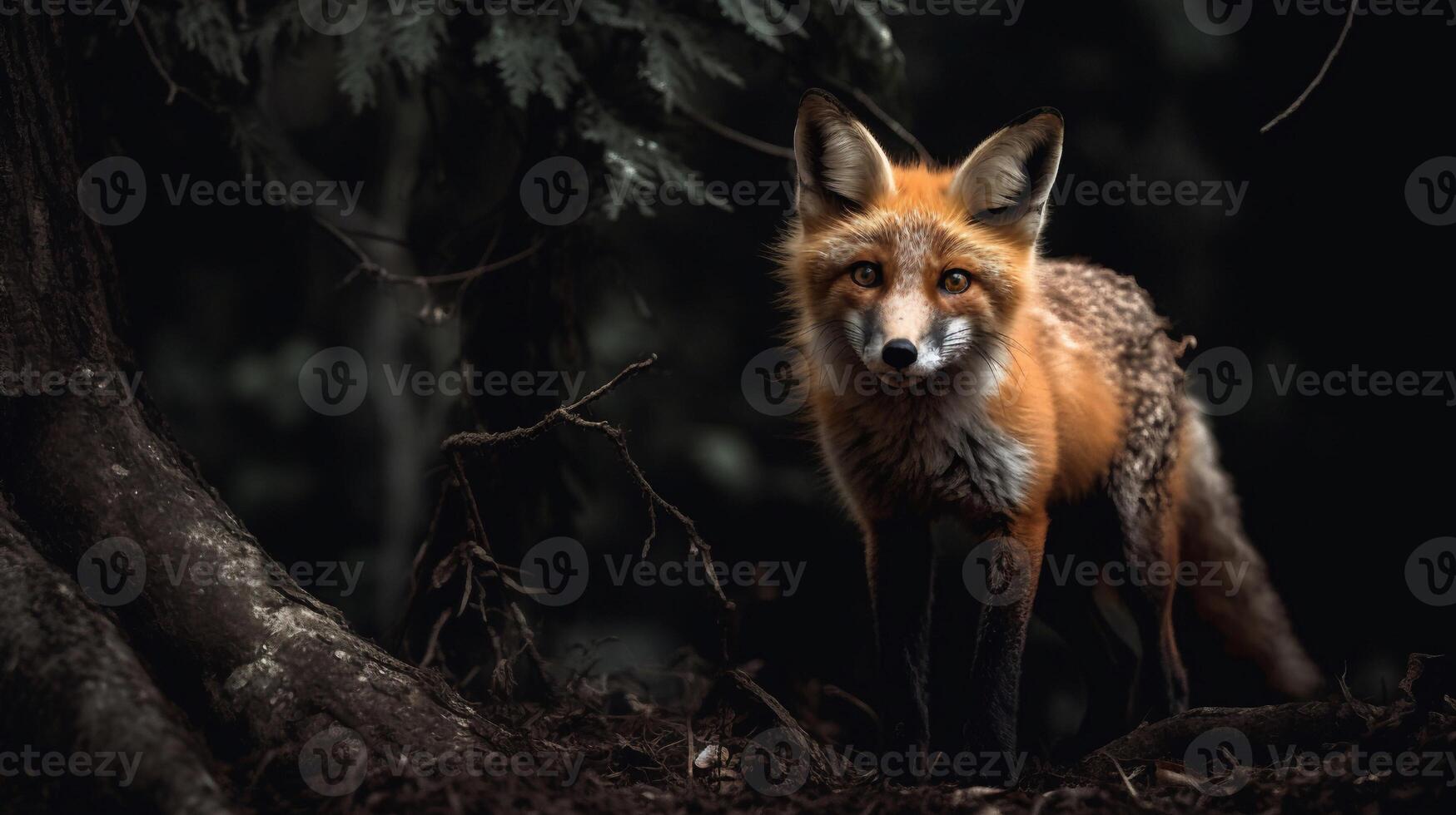 Red fox in the forest AI Generate photo