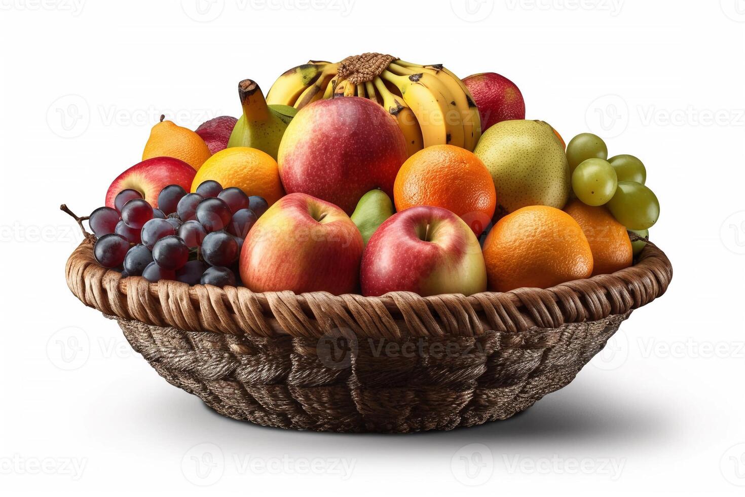 A Basket fruit isolated on white AI Generate photo