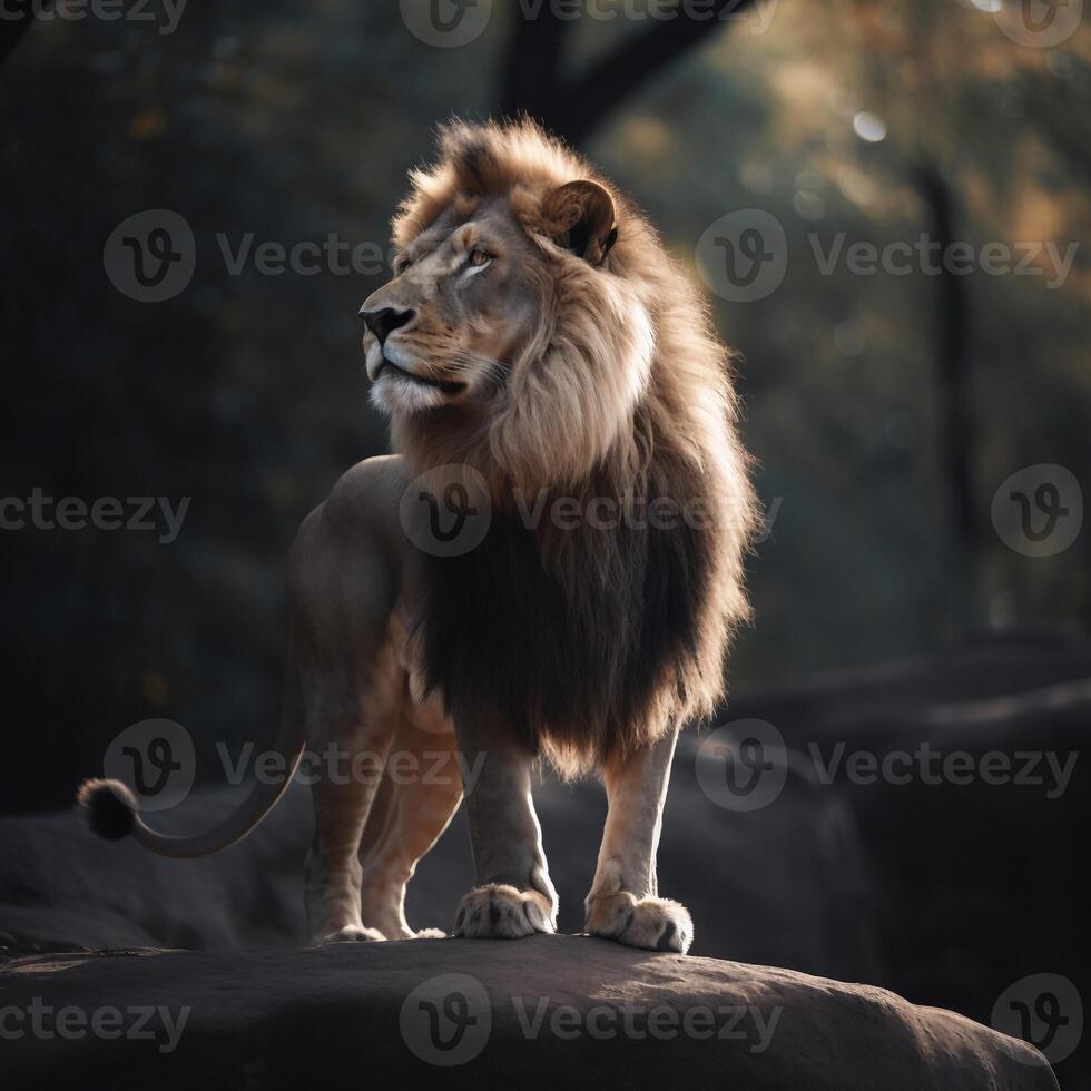 Portrait lion on the forest photo