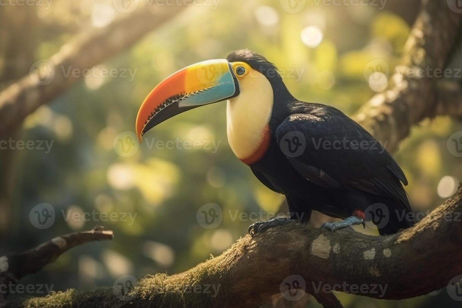 Toucan resting on the branch AI Generate photo