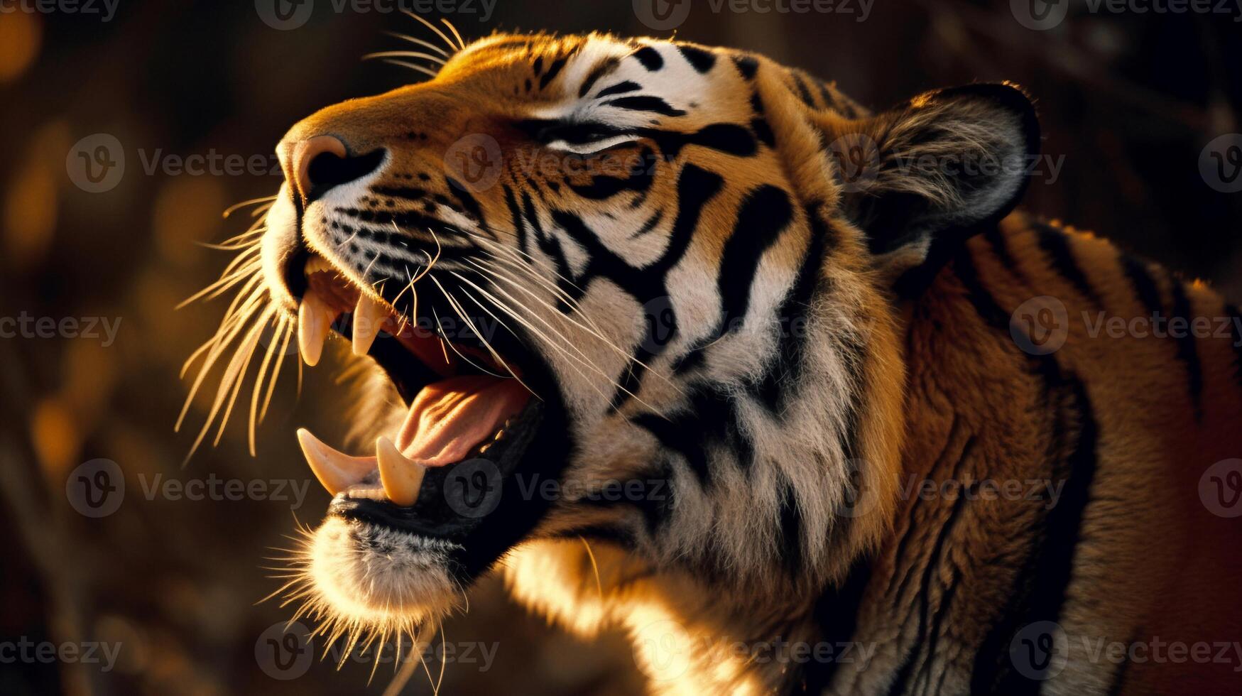 Portrait tiger on the forest AI Generate photo