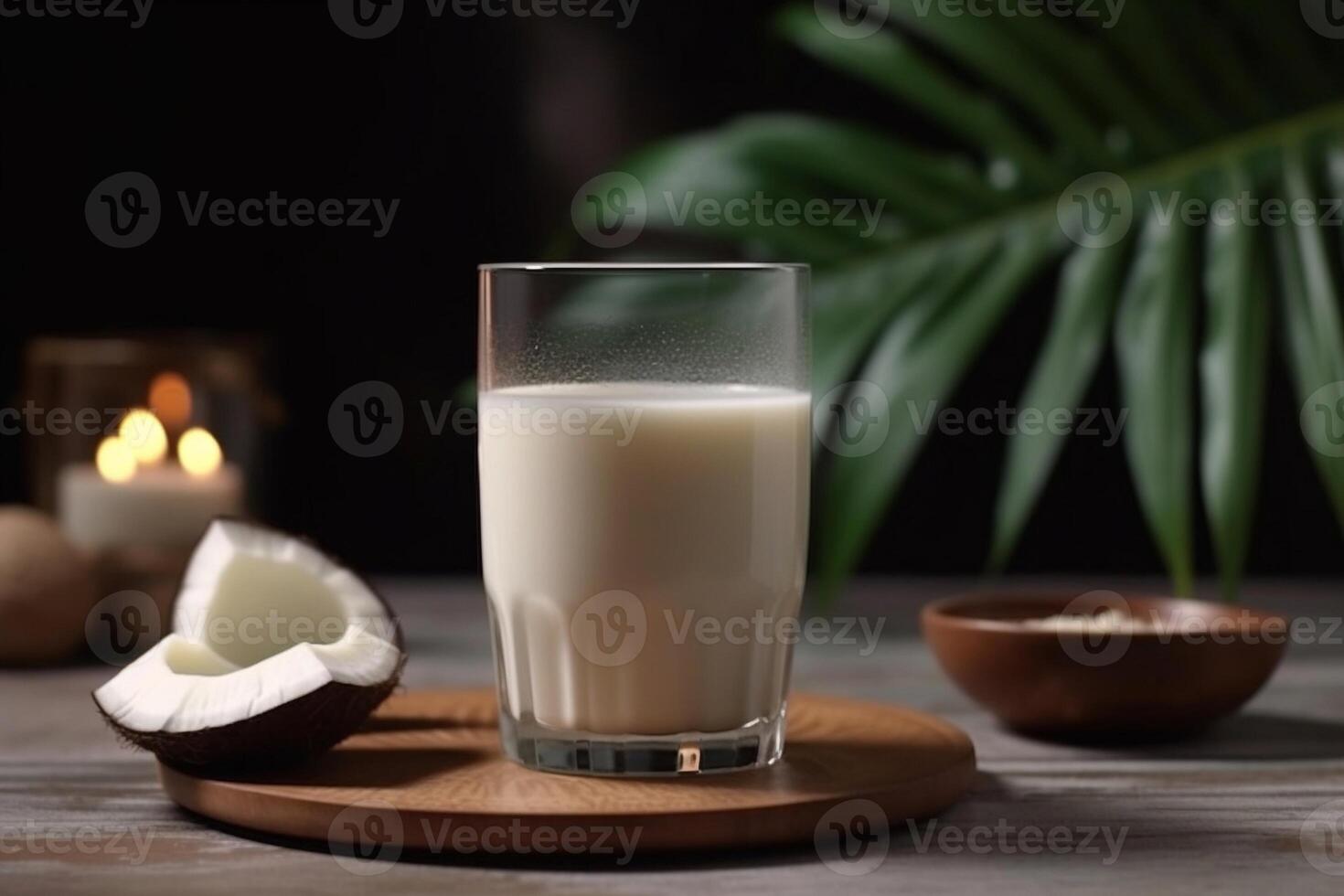 A glass of milk on the table AI Generate photo
