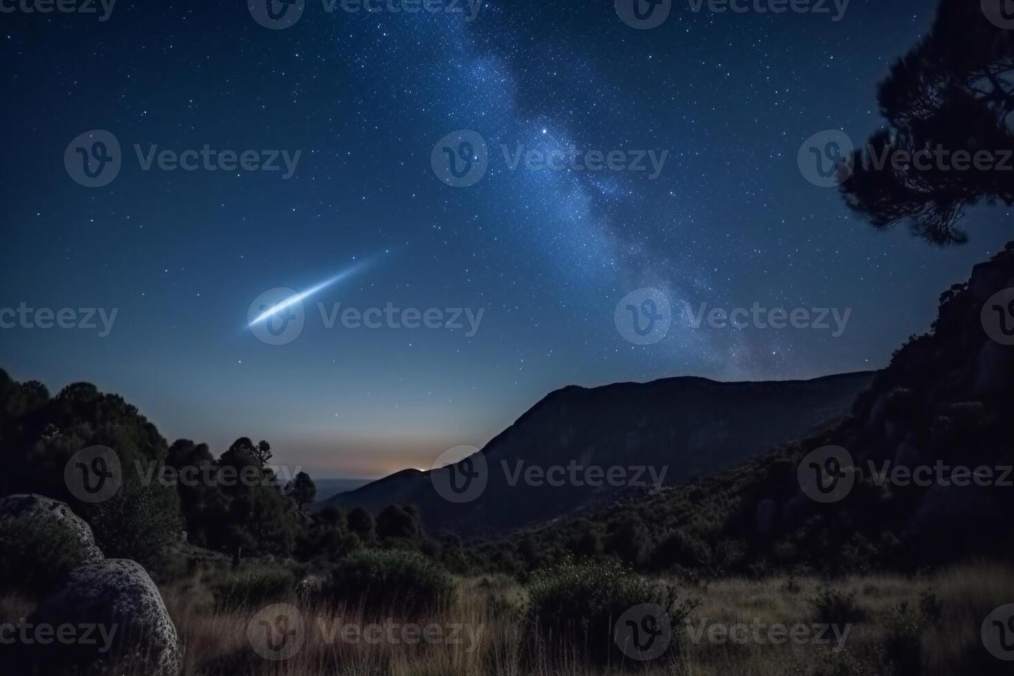 beautiful view in the night sky ai generate photo