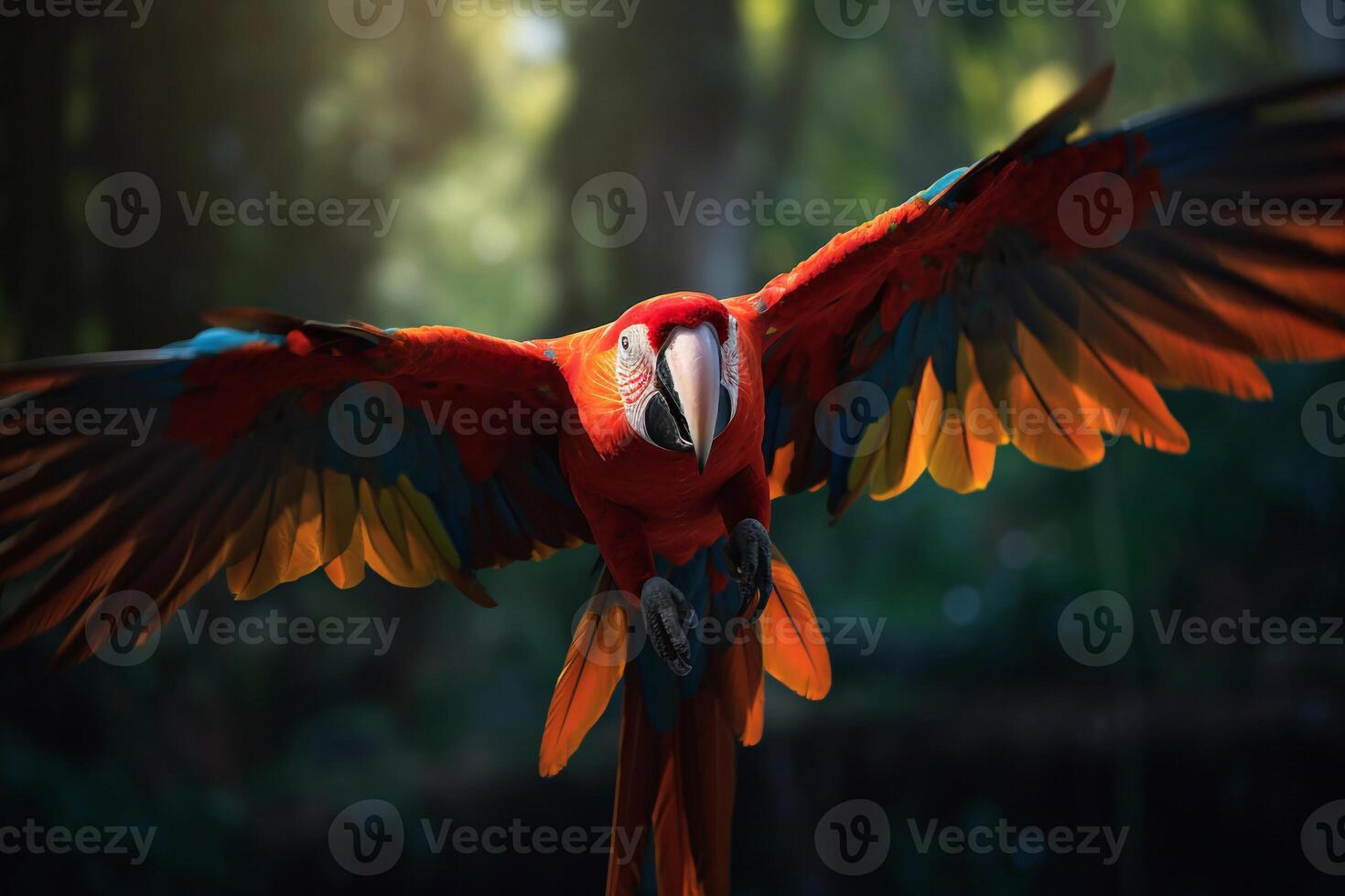 Portrait macaw on the forest AI Generate photo