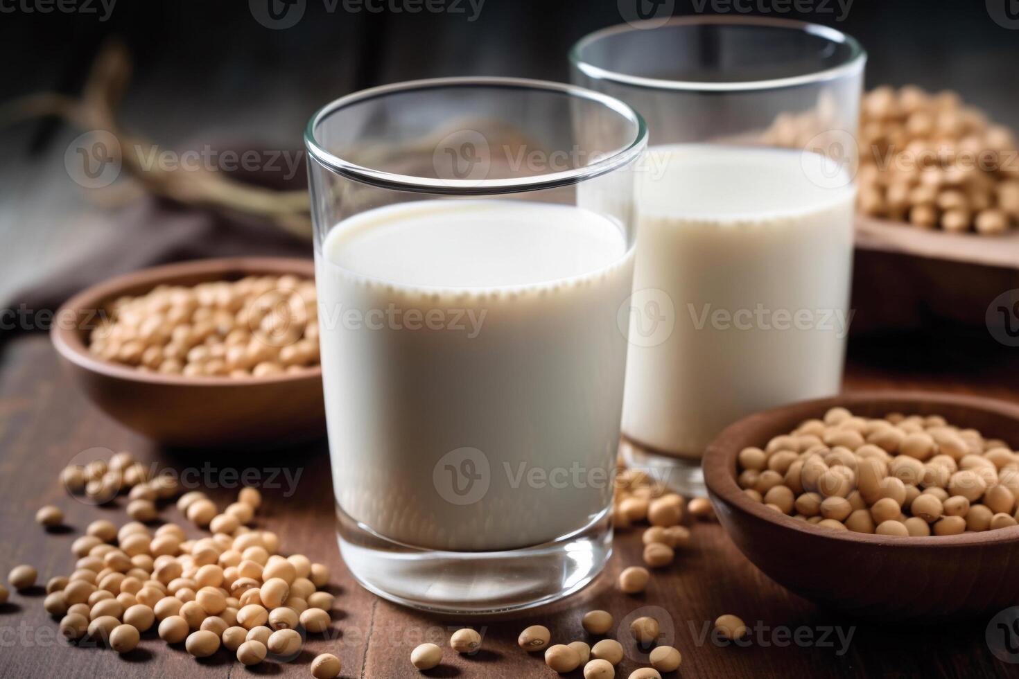 A glass of milk on the table AI Generate photo