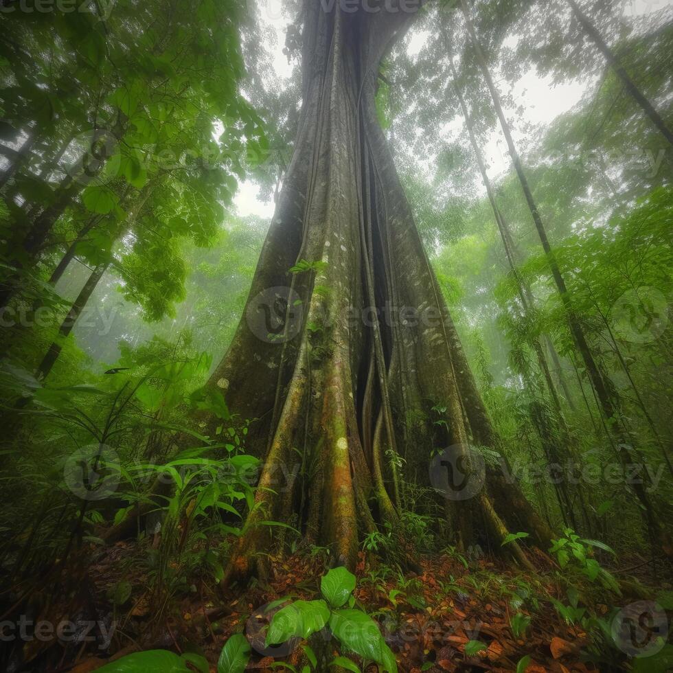 Rain forest tree AI Generate photo
