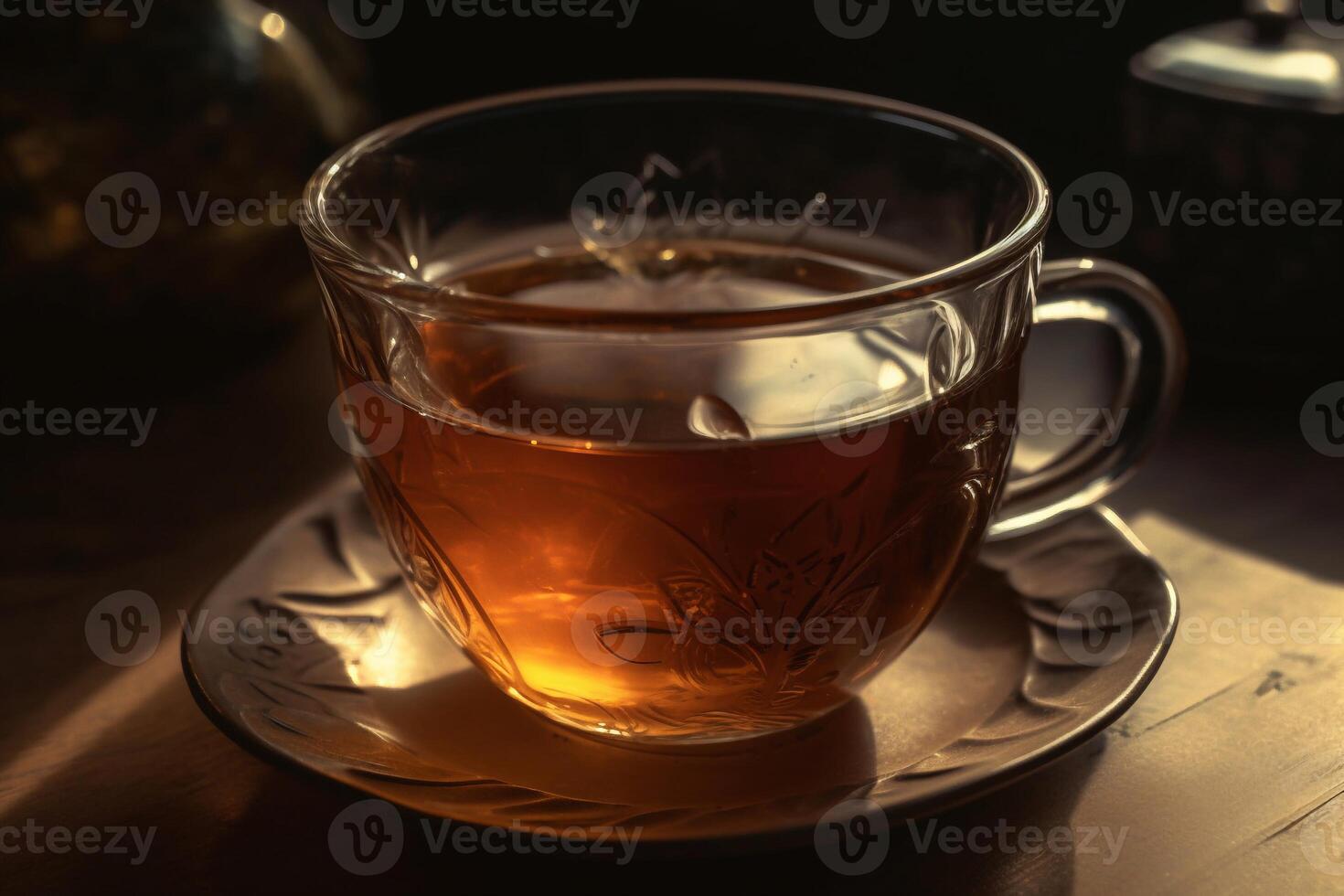 A cup off tea with teapot AI Generate photo