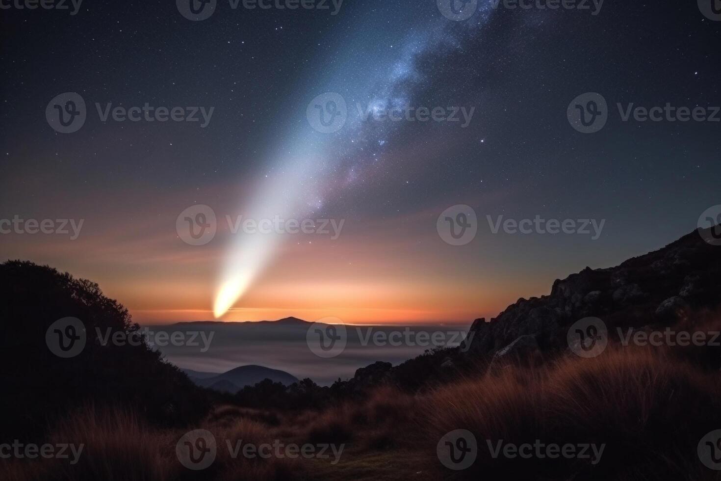 beautiful view in the night sky ai generate photo