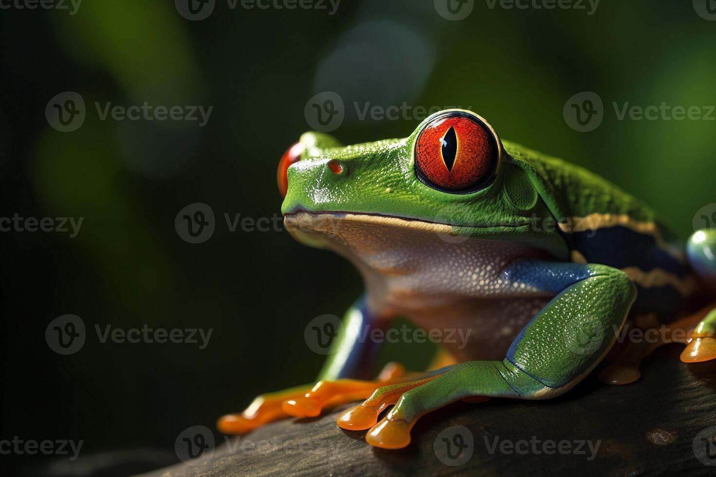 Red eye frog on the forest AI Generate photo