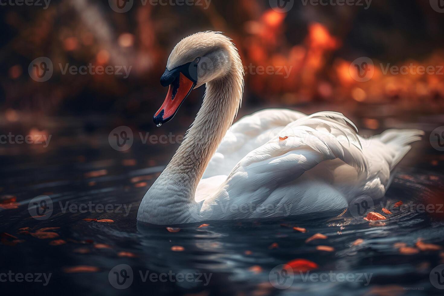 Portrait beautiful swan on the lake photo