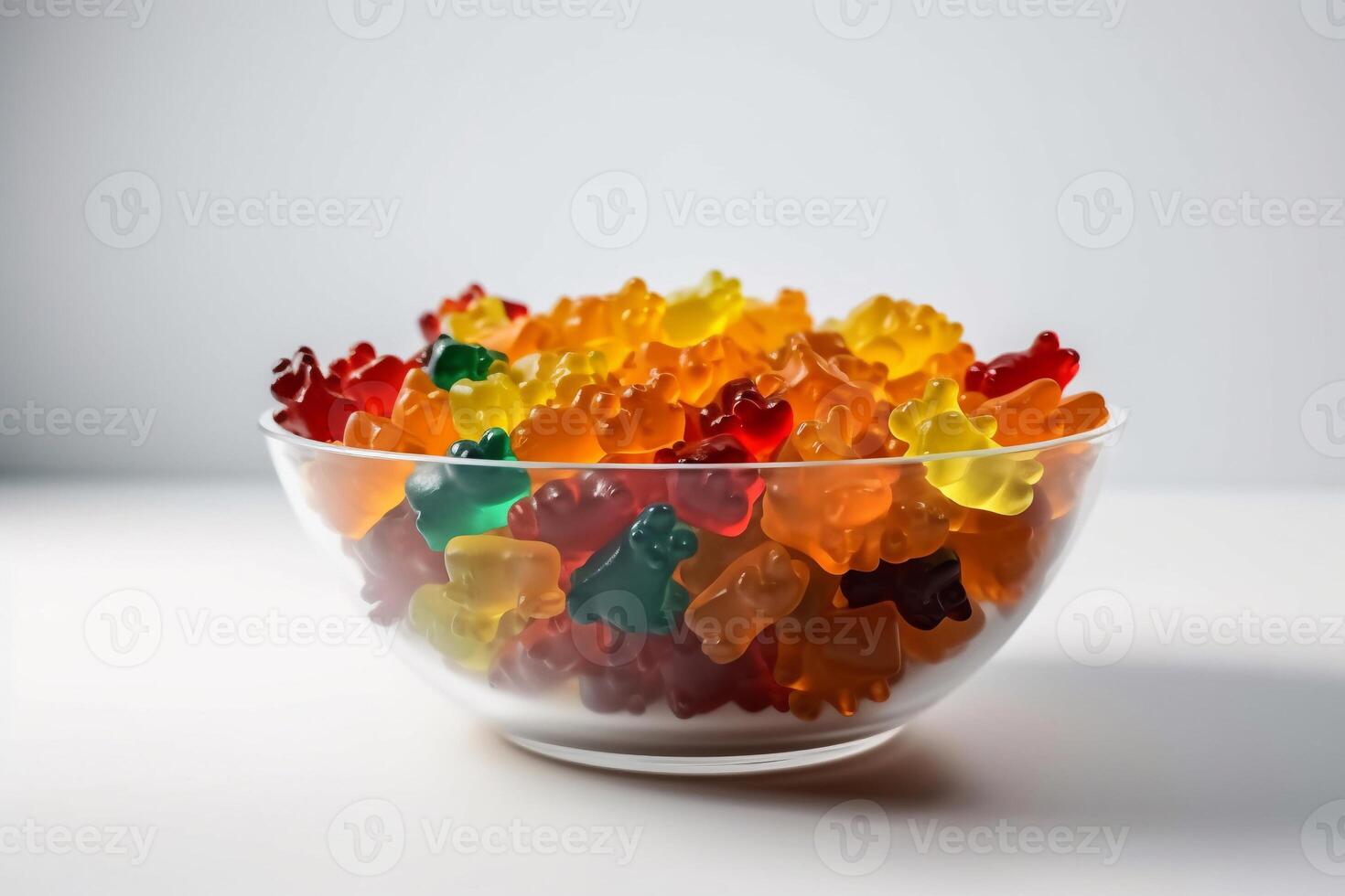 Gummy candy on bowl AI Generate photo