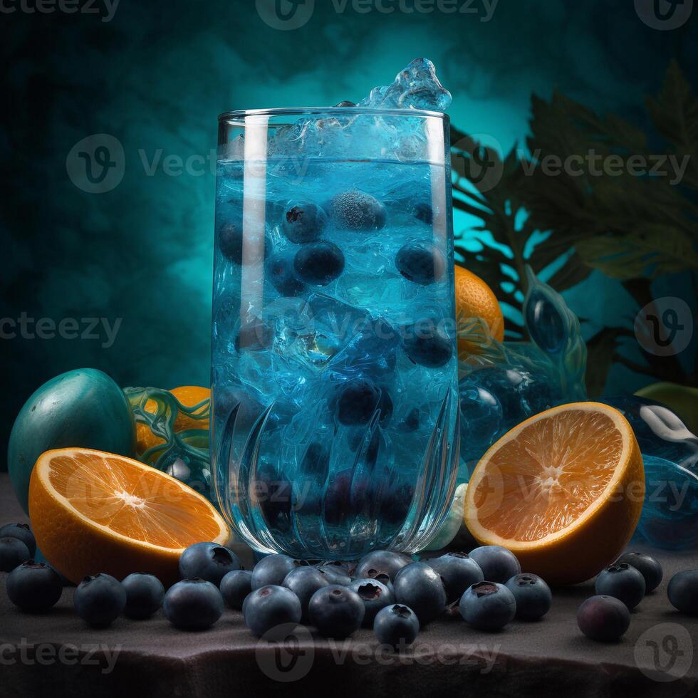 A glass of Cocktail on the table AI Generate photo