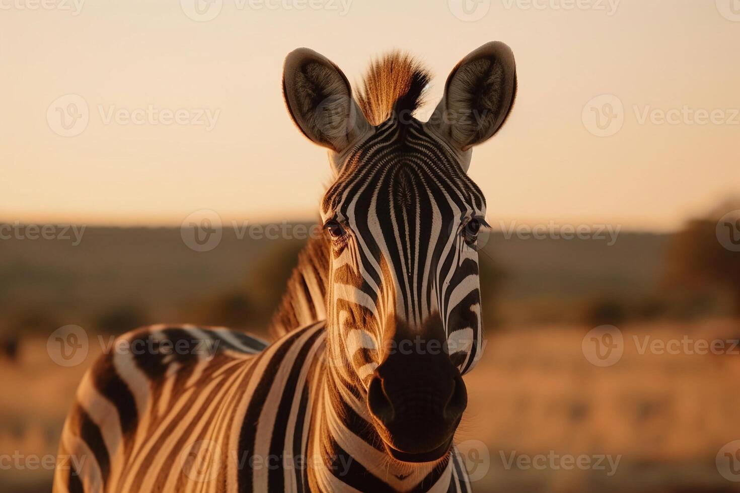 Portrait zebra on the forest AI Generate photo