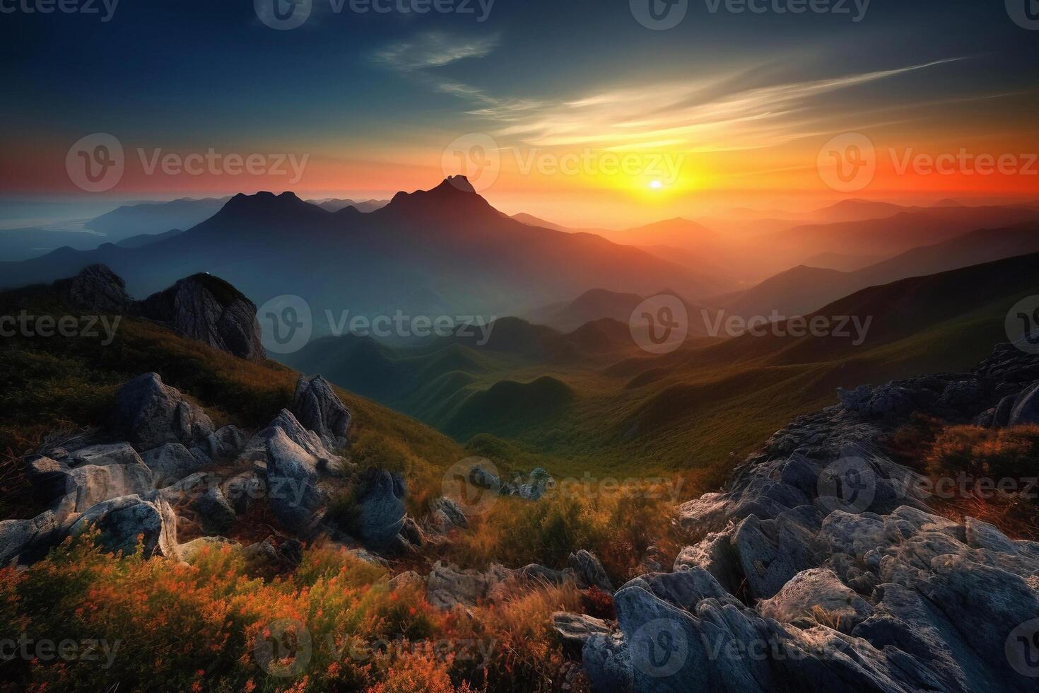 Meadow in the hills AI Generate photo