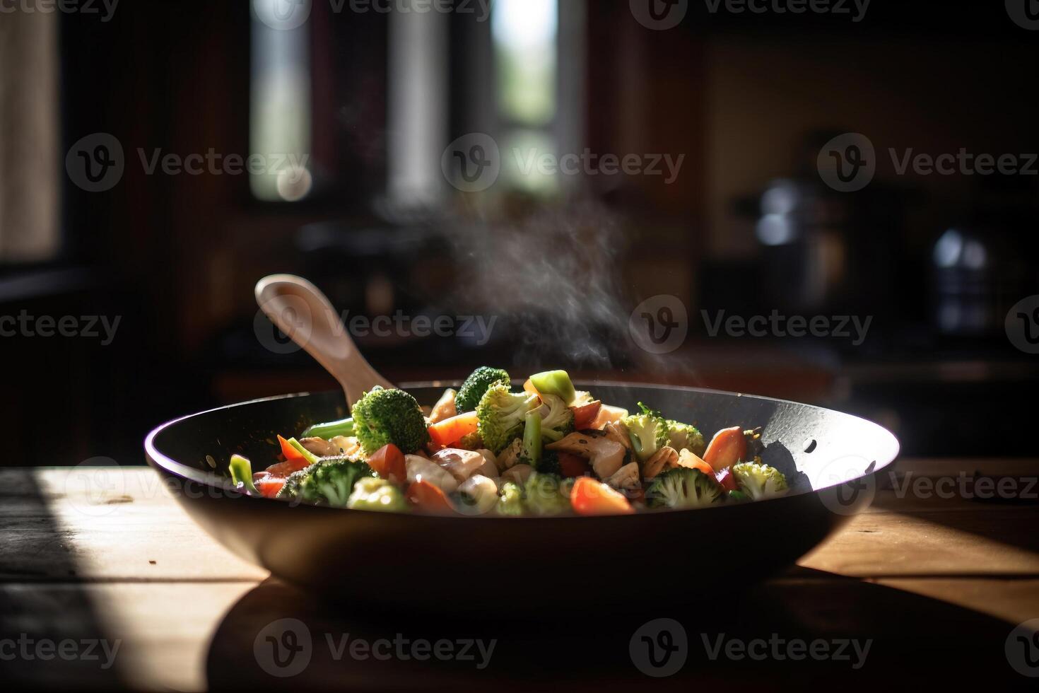 Chicken slice with vegetable ai generate photo